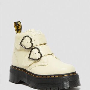 Dr. Martens Womens Devon Heart Leather Platform Boots